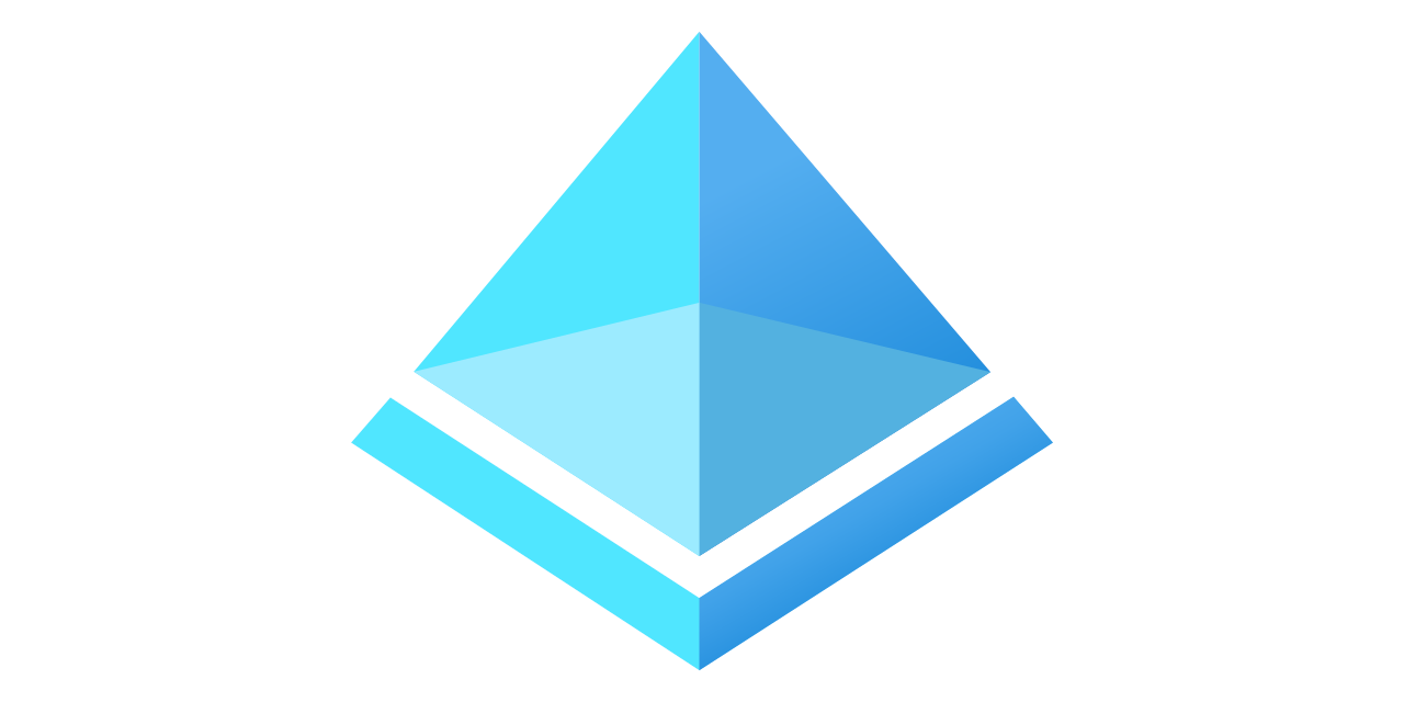 Logo of Microsoft Authentication Library (MSAL), depicting a light blue colored transparent pyramid with a floating base of the same color.