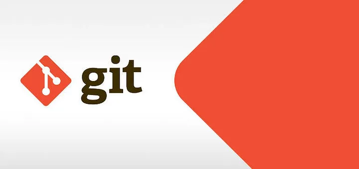Git official logo in orange and black colors positioned on the right, with an inverted orange triangle to its left.